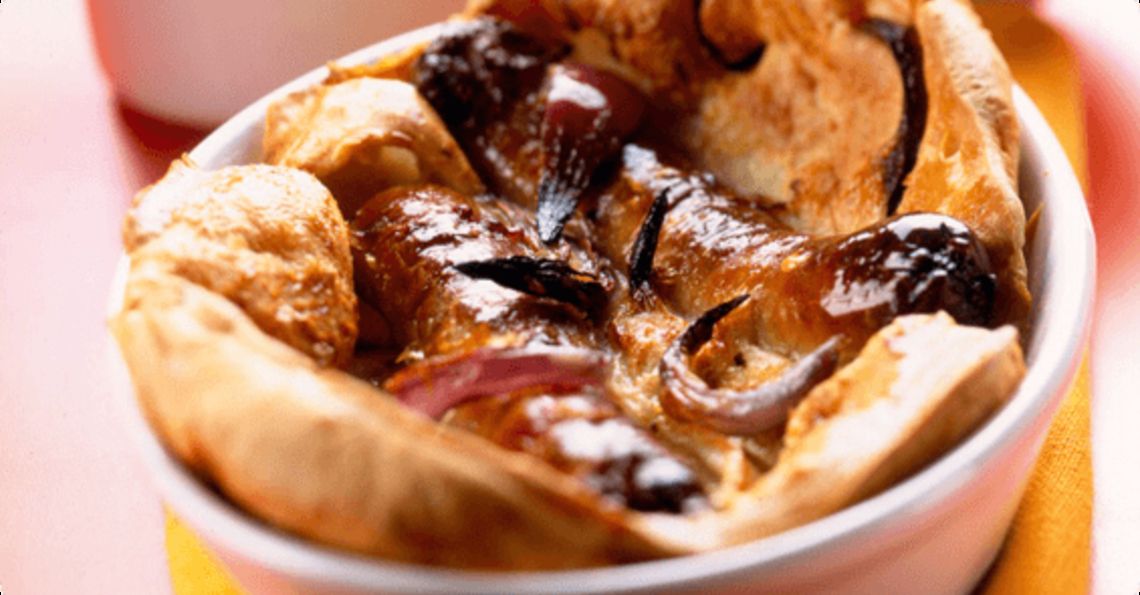 Toad in the hole with onion gravy