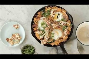 Embedded thumbnail for Izy Hossack's sweet potato falafel baked eggs