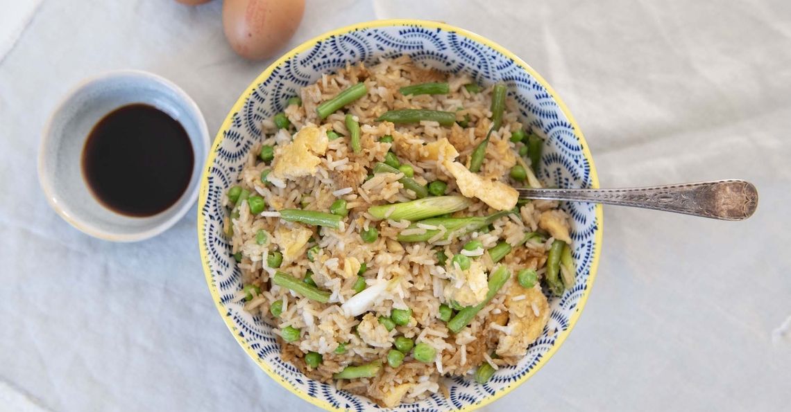 Egg fried rice served in bowl