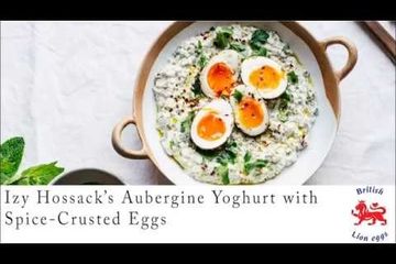 Embedded thumbnail for Izy Hossack's aubergine yoghurt with spice-crusted eggs