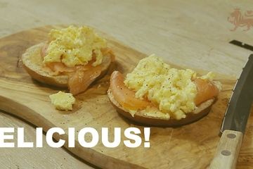 Embedded thumbnail for Scrambled egg and smoked salmon bagel